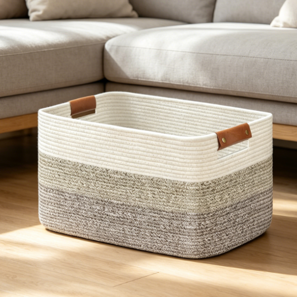 Woven Style Collapsible Laundry Basket / High Capacity Storage Basket