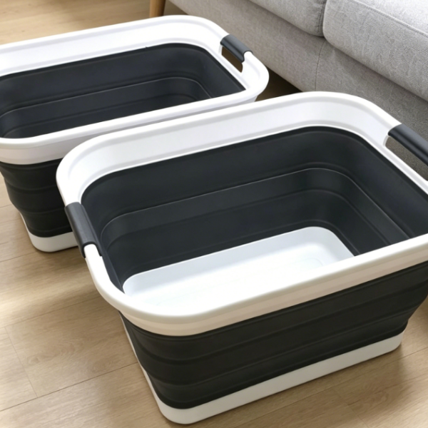 Reinforced Collapsible Plastic Laundry Basket Storage Set
