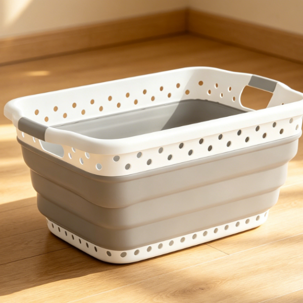 Collapsible Plastic Laundry Basket With Comfortable Handles