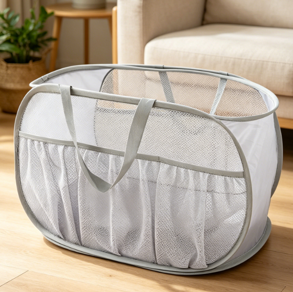 Upgraded Lightweight Mesh Collapsible Laundry Basket