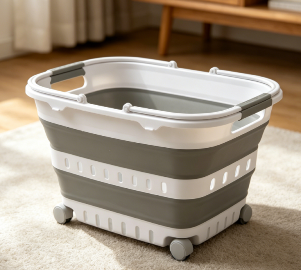 Collapsible Laundry Basket With Wheels For Mobility