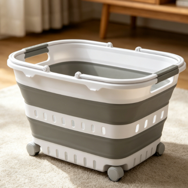 Collapsible Laundry Basket With Wheels For Mobility