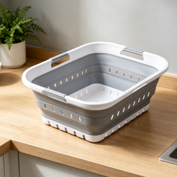 Space Saving Collapsible Plastic Laundry Basket