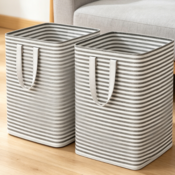 Large Collapsible Laundry Basket 2 Piece Storage Set