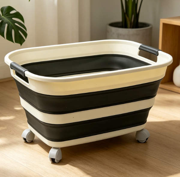 Foldable Laundry Hamper With Wheels And Handles