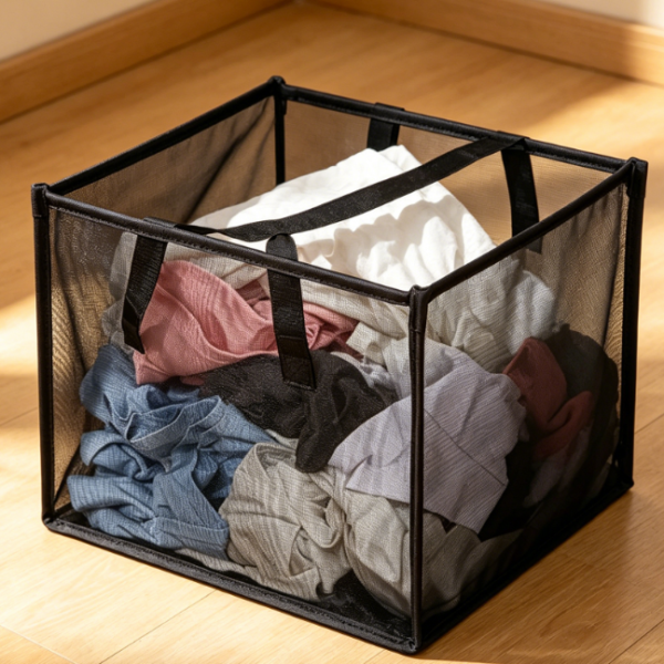 Portable Mesh Foldable Laundry Hamper With Handles