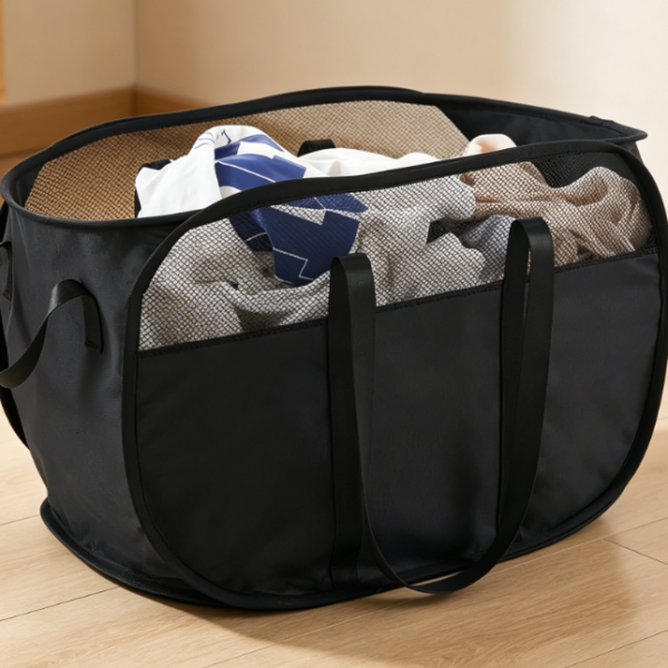 Tear Resistant Foldable Laundry Hamper With Reinforced Handles