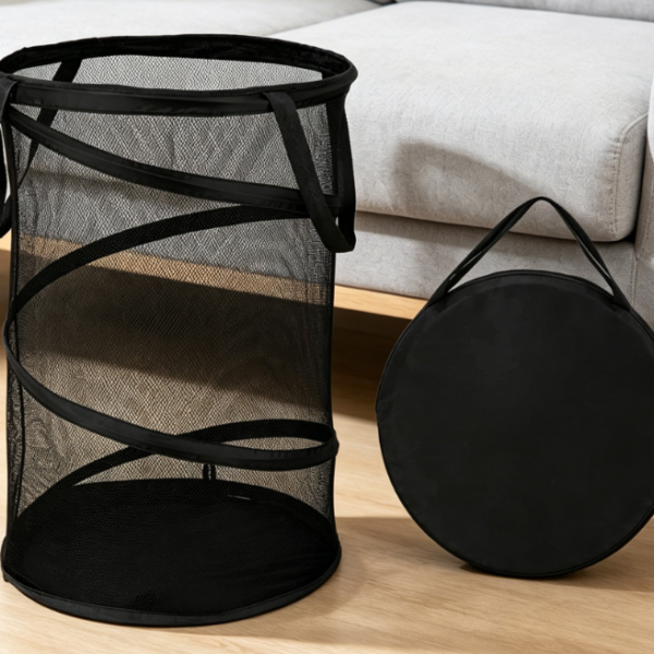 Large Mesh Foldable Laundry Hamper With Handles