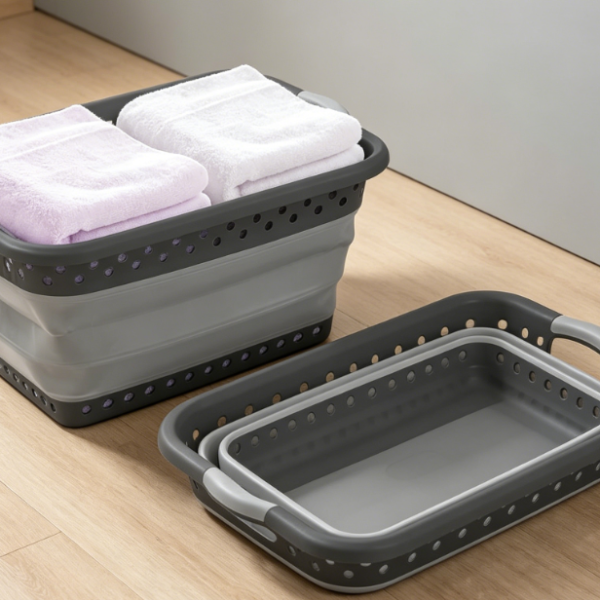 Narrow Foldable Laundry Hamper With Dual Handles