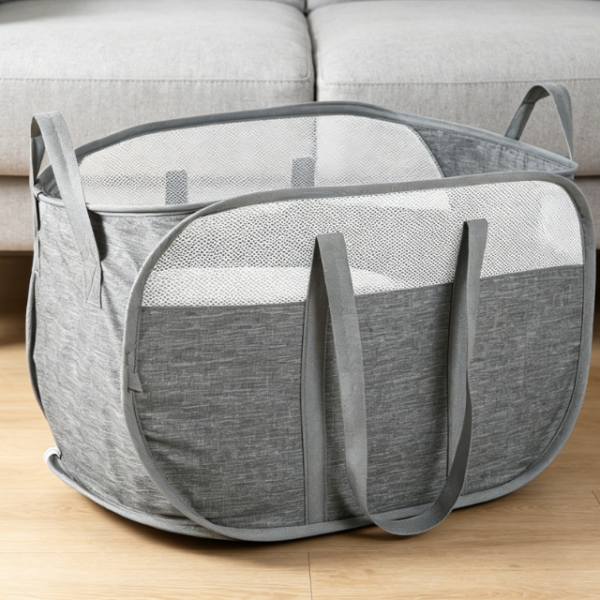 Tear Resistant Collapsible Laundry Basket With Dual Handles