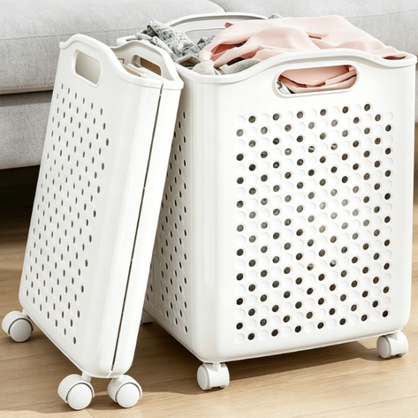 Foldable Laundry Hamper With Wheels And Handles