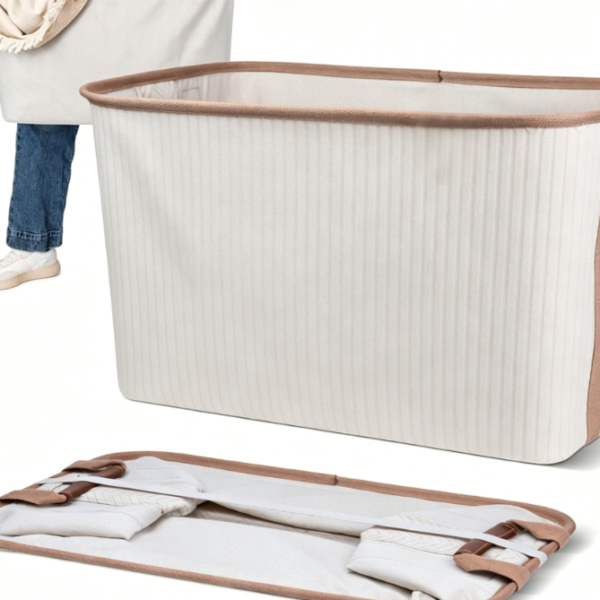 Cotton Foldable Laundry Hamper (2 Piece Set)