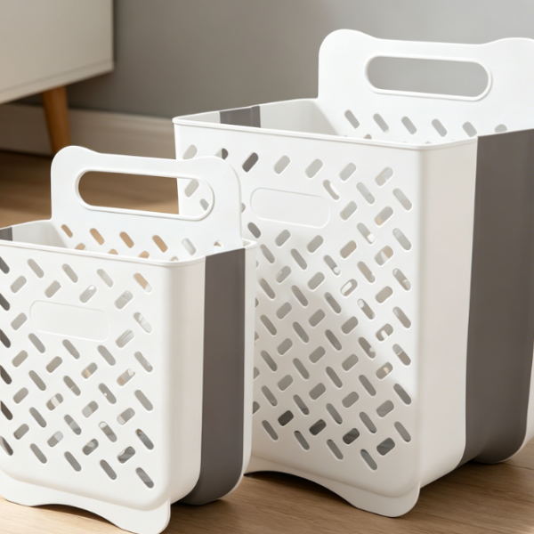 Wall Mountable Collapsible Laundry Basket Storage Set