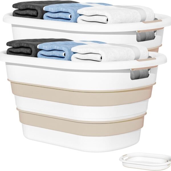 Plastic Foldable Laundry Hamper (2 Piece Set)