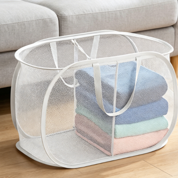 Dual Compartment Collapsible Laundry Basket For Sorting