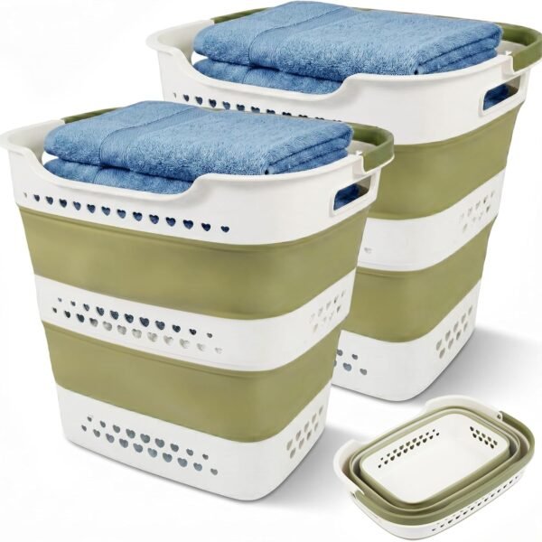 Telescopic Foldable Laundry Hamper With Handles (2 Piece Set)